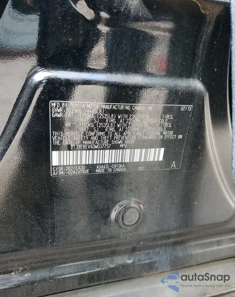 2013 Toyota Rav4 Limited z USA, uszkodzony, nr VIN 2T3YFREV4DW037757